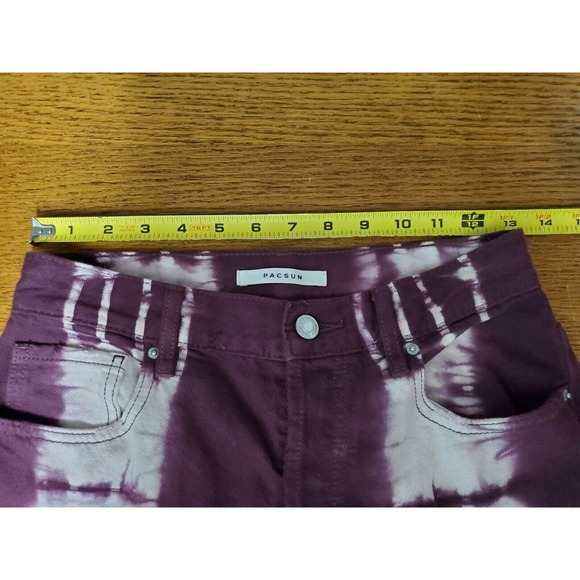 Pacsun 26 High Rise Straight Jeans Tie Dye Raw Hems Button Fly Eco Raspberry - Picture 10 of 13
